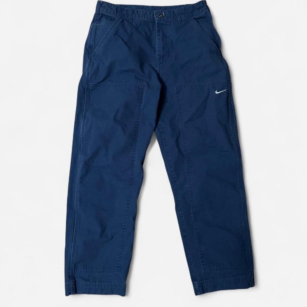 Nike Double Panel Heavyweight Pants Mens Small 29x 25 Blue Canvas Double Knee